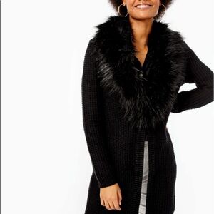 Lilly Pulitzer‎ Adelaide Fur Collar Cardigan Black Small